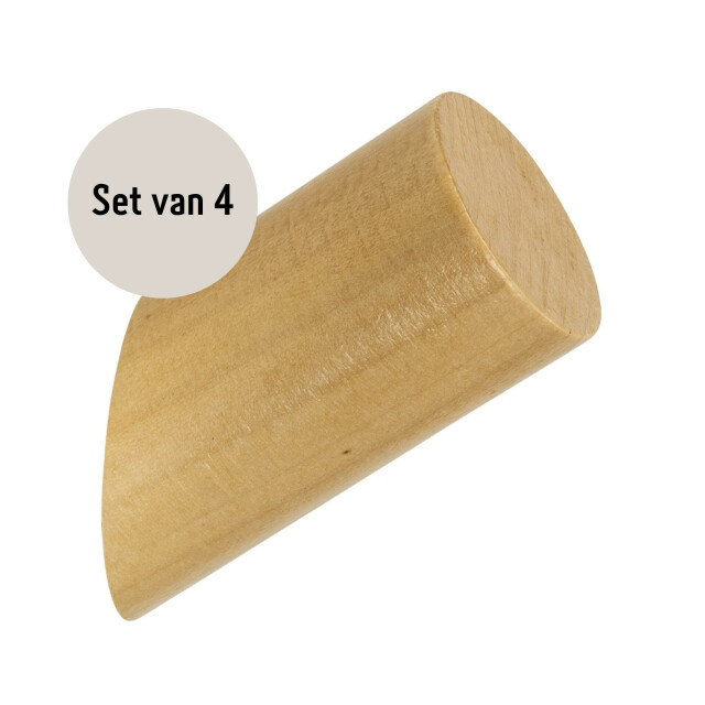 QUVIO Houten wand haakje licht bruin s set van 4 2619247 large