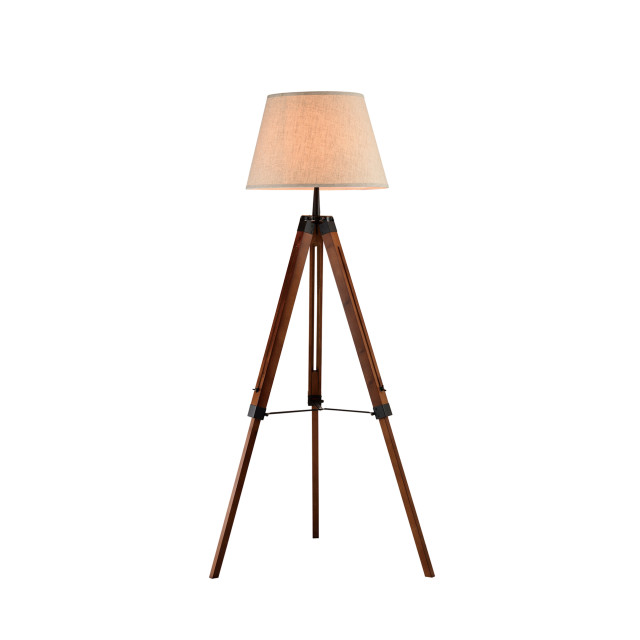 QUVIO Vloerlamp driepoot hout met beige kap quv5041l-wood 1395166 large