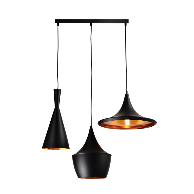 QUVIO Hanglamp 3-lichts verschillende kappen quv5059l-black 1395182 large