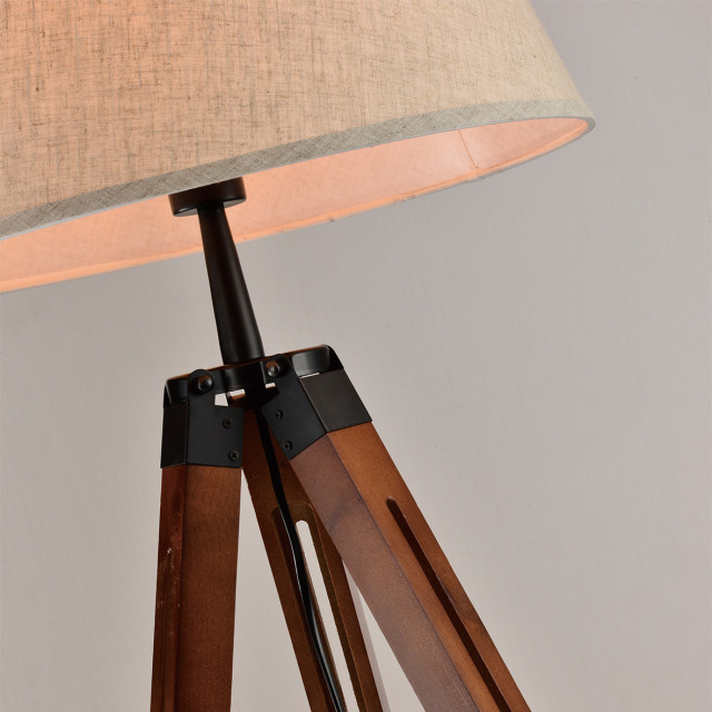 QUVIO Vloerlamp driepoot hout met beige kap quv5041l-wood 1395166 large