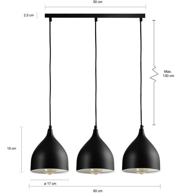 QUVIO Hanglamp 3-lichts quv5061l-black 1395184 large