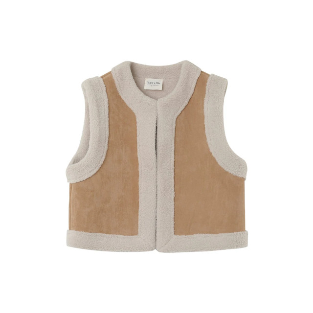 Grace & Mila Suede imitatieschaap gilet noe Beige suede imitatieschaap gilet Noe  large