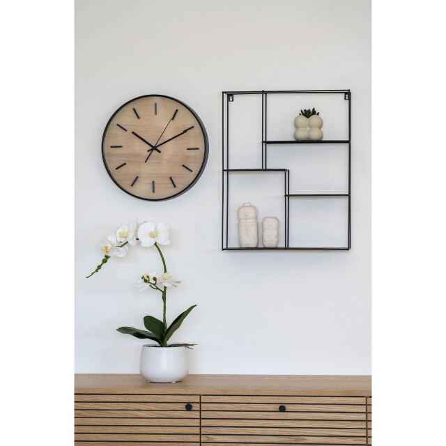 QUVIO Wandklok hout look – kunststof – glas – ø35 cm – zwart 2927287 large