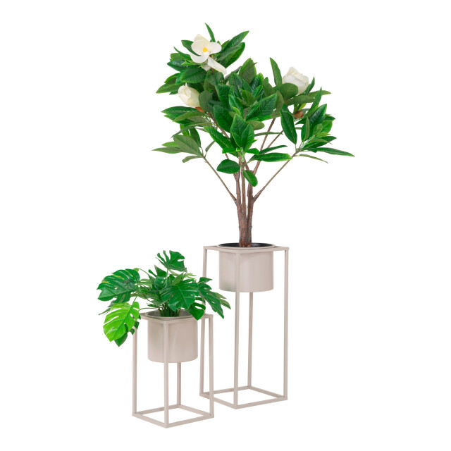 QUVIO Bloempot binnen/plantenstandaard – set van 2 – metaal - 2927089 large
