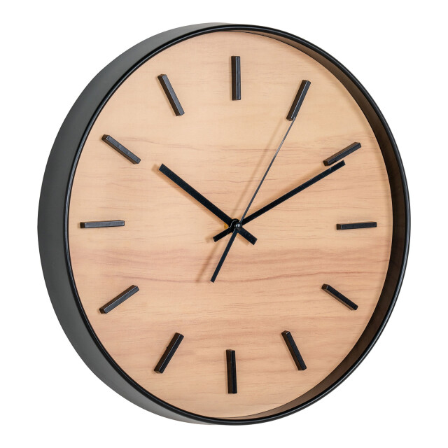 QUVIO Wandklok hout look – kunststof – glas – ø35 cm – zwart 2927287 large