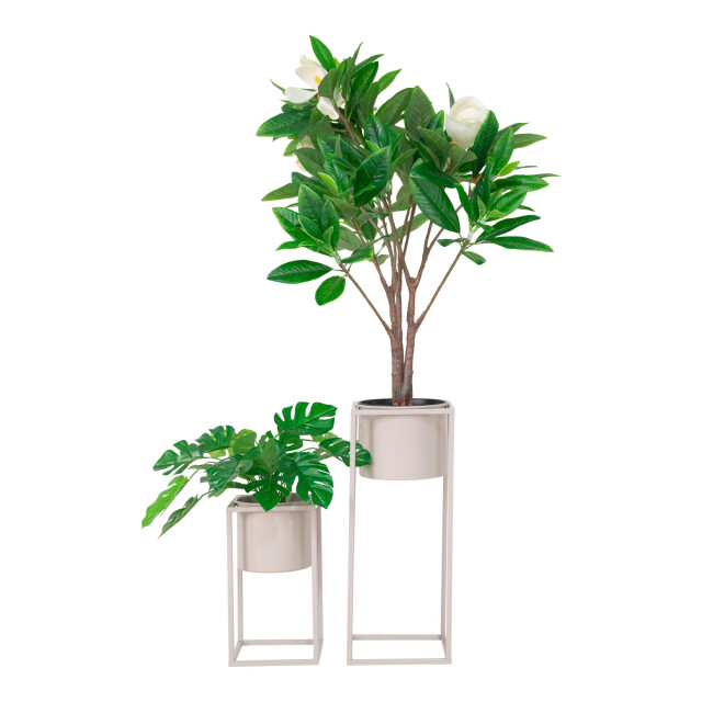 QUVIO Bloempot binnen/plantenstandaard – set van 2 – metaal - 2927089 large