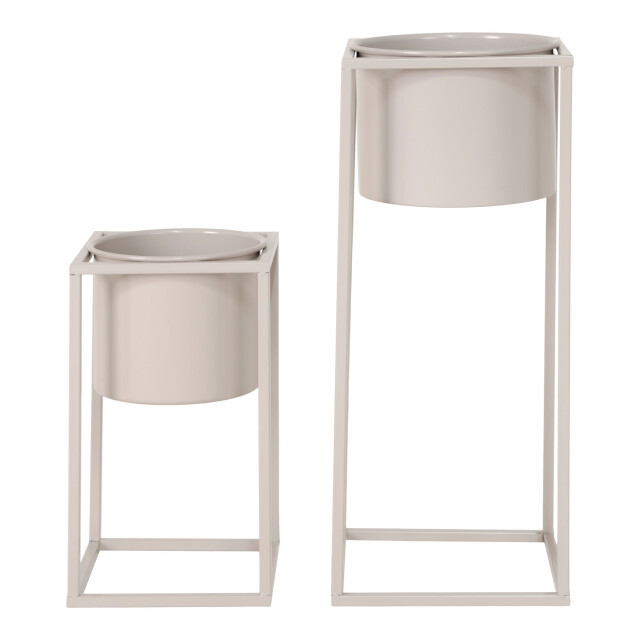 QUVIO Bloempot binnen/plantenstandaard – set van 2 – metaal - 2927089 large