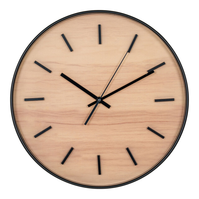 QUVIO Wandklok hout look – kunststof – glas – ø35 cm – zwart 2927287 large