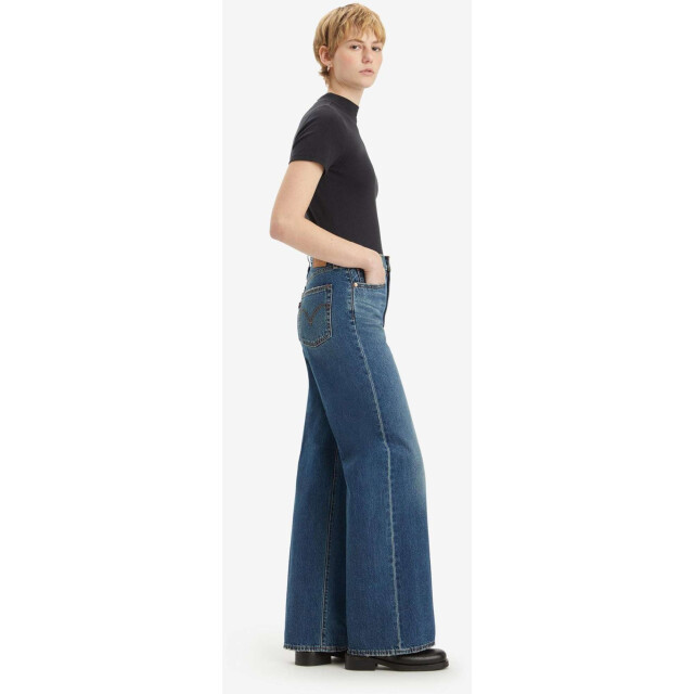 Levi's Ribcage wide leg polar permiter mid blue denim A6081-0012 large