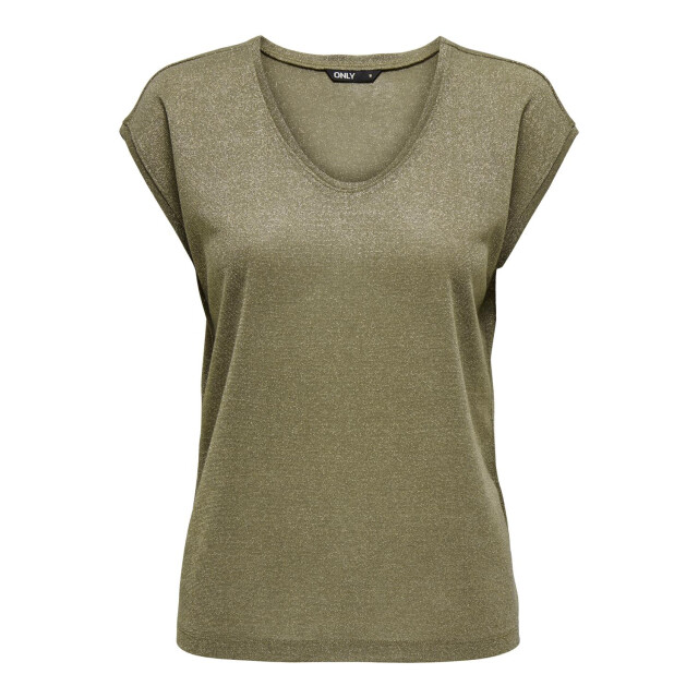 Only Onlsilvery s/s v neck lurex top jrs 15136069 large