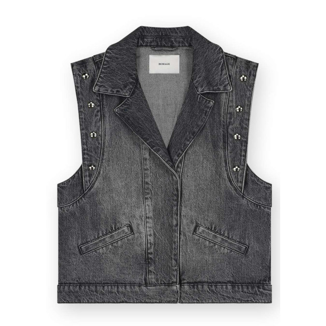 Homage to Denim Vintage grey denim gilet studs Vintage grey denim gilet met studs  large