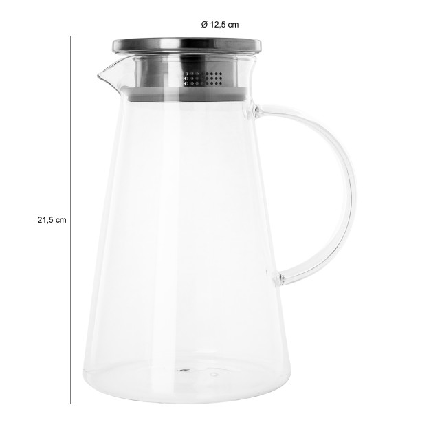 Krumble Karaf met filter, handvat en aluminium deksel 1,2 l glas 1994315 large