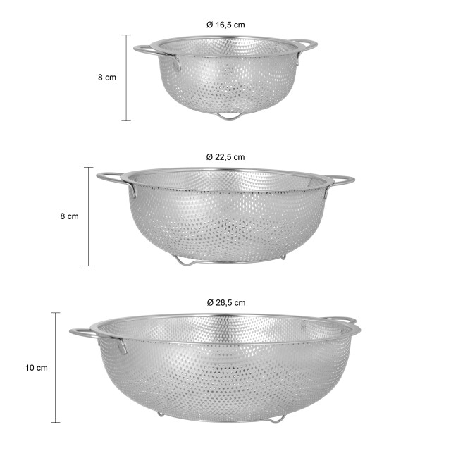Krumble Vergiet set van 3 16,5 + 22,5 + 28,5 cm rvs - 2269306 large