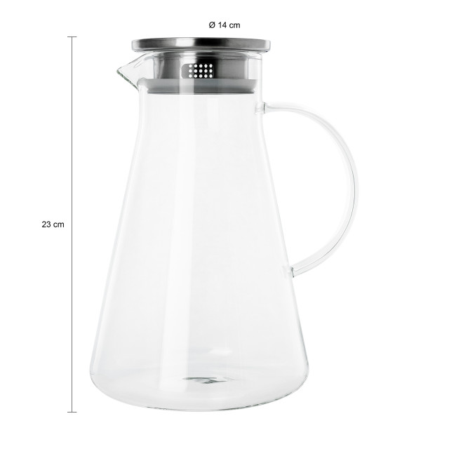 Krumble Karaf met filter, handvat en aluminium deksel 1,8 l glas 1994316 large