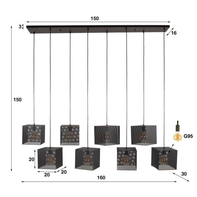 Hoyz hanglamp 8l block mesh artic 2936345 large