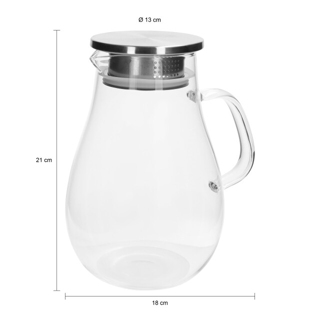 Krumble Karaf met handvat en dop met filter 1,5 l glas - 2269296 large