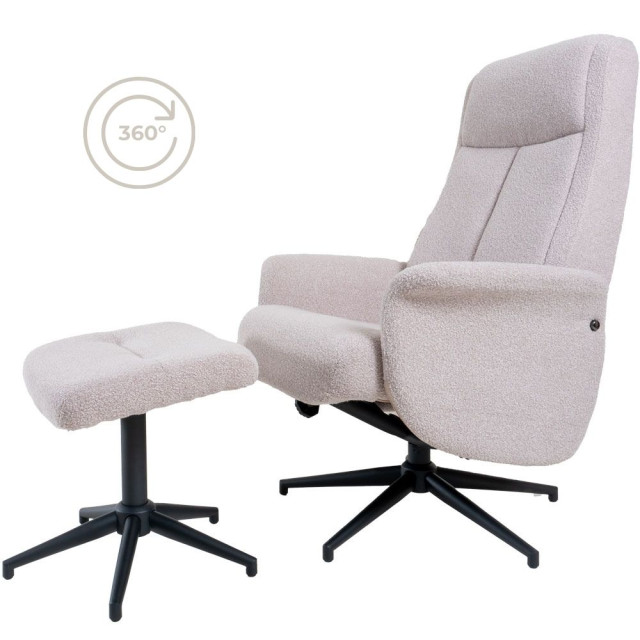 Home67 Relaxfauteuil bindy + hocker bouclé naturel 2877016 large