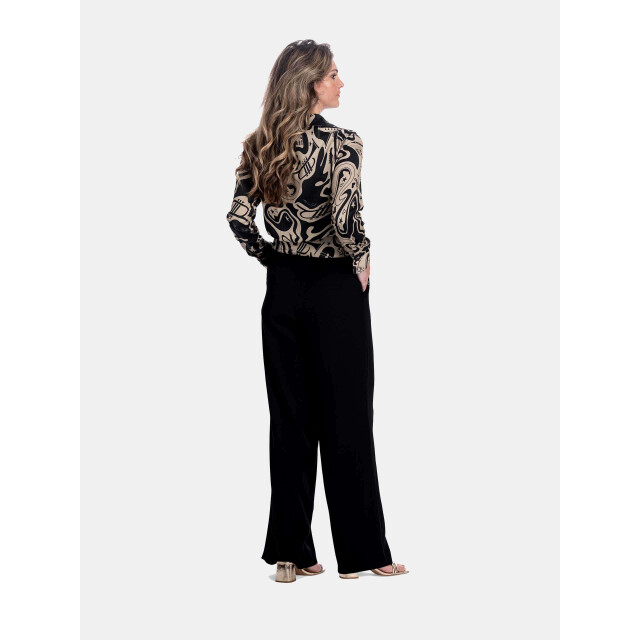 Mucho Gusto Blouse antwerpen met zwart-beige 'thank you for the music' print Blouse Antwerpen met Zwart-Beige 'Thank You for the Music' Print large