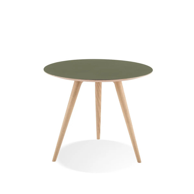 Gazzda Arp side table houten bijzettafel whitewash met linoleum tafelblad olive Ø 55 cm 2040970 large