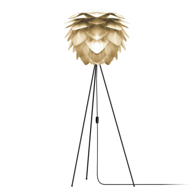 Umage Silvia medium vloerlamp brushed brass met tripod zwart Ø 50 cm 2029757 large