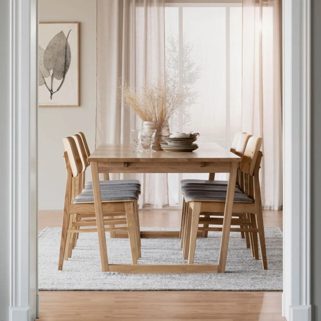 Rowico Home Colonsay verlengbare houten eettafel naturel 215 x 96 cm 2028724 large
