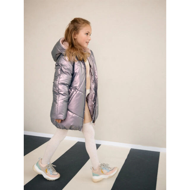 NoNo Meisjes winterjas halflang met capuchon baybee metallic blush N407-5203-906 large