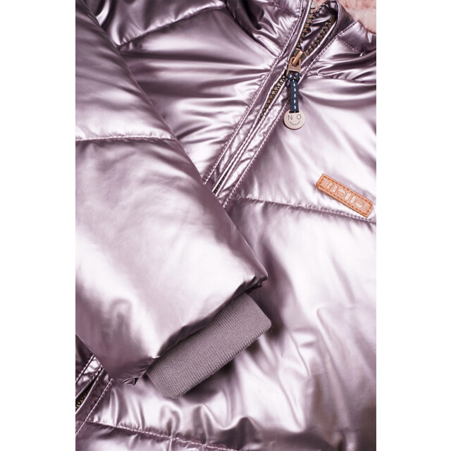 NoNo Meisjes winterjas halflang met capuchon baybee metallic blush N407-5203-906 large