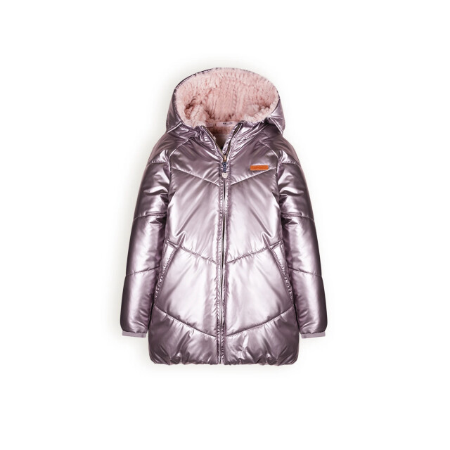 NoNo Meisjes winterjas halflang met capuchon baybee metallic blush N407-5203-906 large