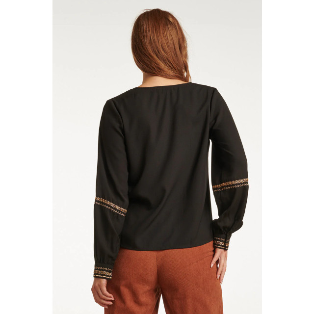 Smashed Lemon 23758-999-025 zwart en gouden v-hals top voor dames 23758-999-025 large