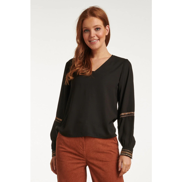 Smashed Lemon 23758-999-025 zwart en gouden v-hals top voor dames 23758-999-025 large