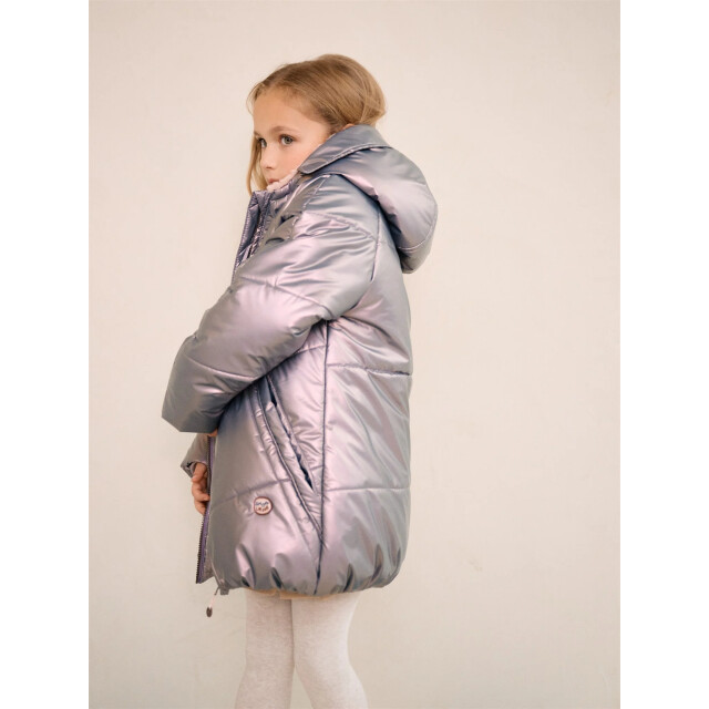 NoNo Meisjes winterjas halflang met capuchon baybee metallic blush N407-5203-906 large