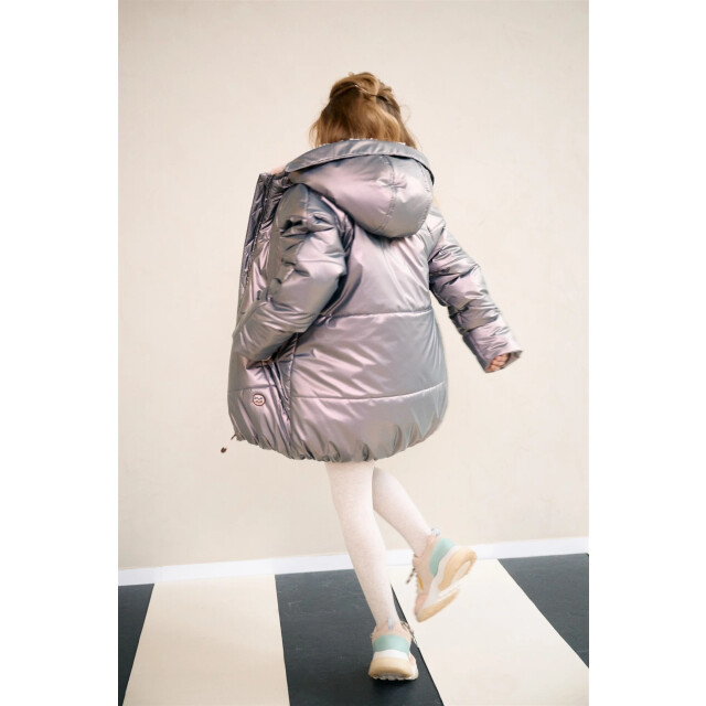 NoNo Meisjes winterjas halflang met capuchon baybee metallic blush N407-5203-906 large