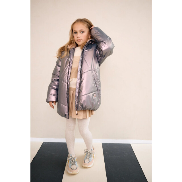 NoNo Meisjes winterjas halflang met capuchon baybee metallic blush N407-5203-906 large