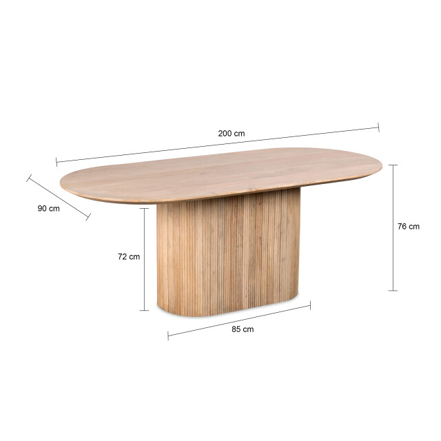 Lewis & Loft Eettafel lynn – ovaal – 200x90 cm – fsc®-gecertificeerd mangohout – naturel 2927791 large