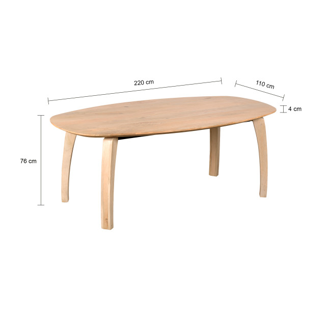 Lewis & Loft Eettafel luna – fsc®-gecertificeerd mangohout – deens ovaal – 220 x 110 cm – naturel 2927796 large