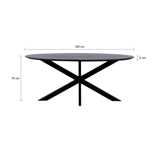 QUVIO Eettafel sofia– ovaal – 180x90 cm – stalen kruispoot – fsc®-gecertificeerd mangohout – 2933681 large