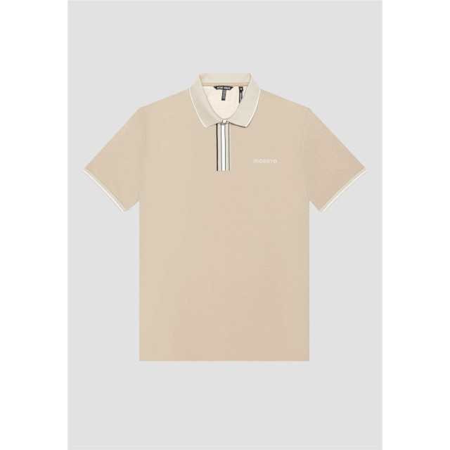 Antony Morato Polo s24 foam logo sand bruin MMKS02377 FA100083 large