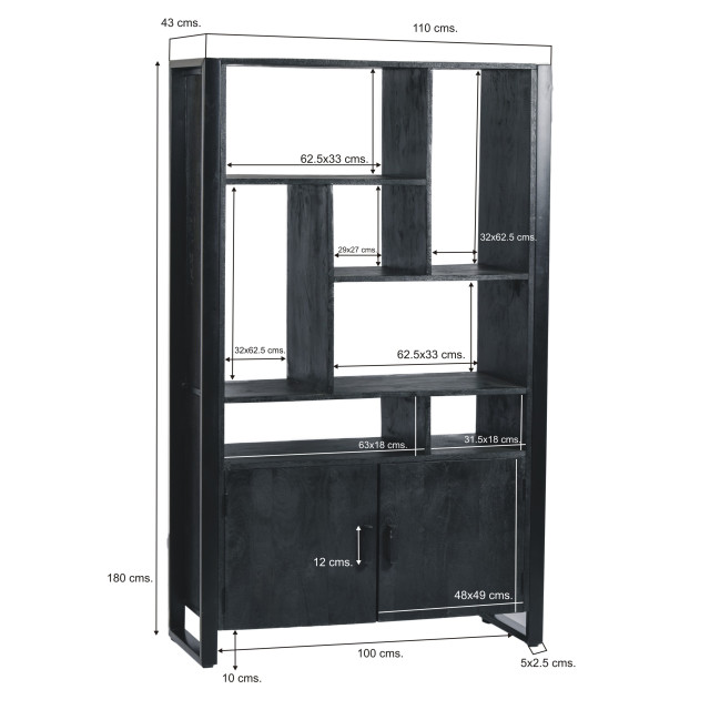 Livingfurn kabinetkast norris 110cm mangohout / gecoat staal 2926154 large