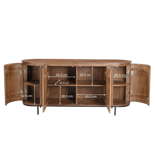 Livingfurn dressoir noor natural 170cm mangohout / gecoat staal 2630733 large