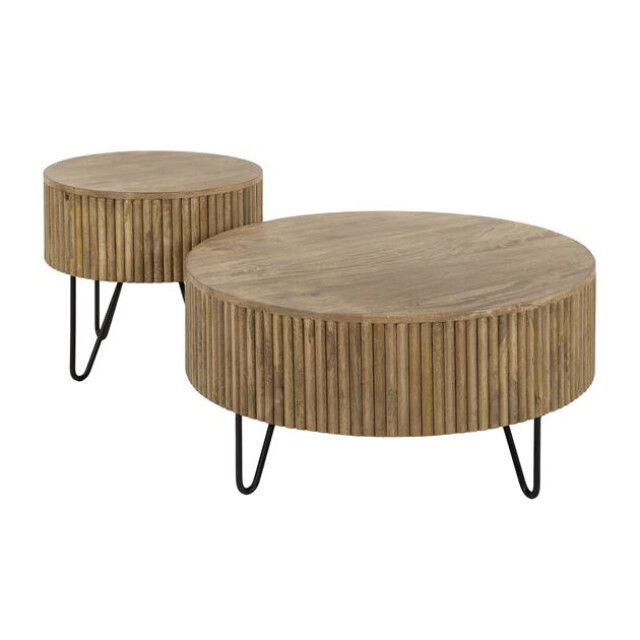 Hoyz salontafel wave rond massief mango zandkleur set van 2 2946430 large