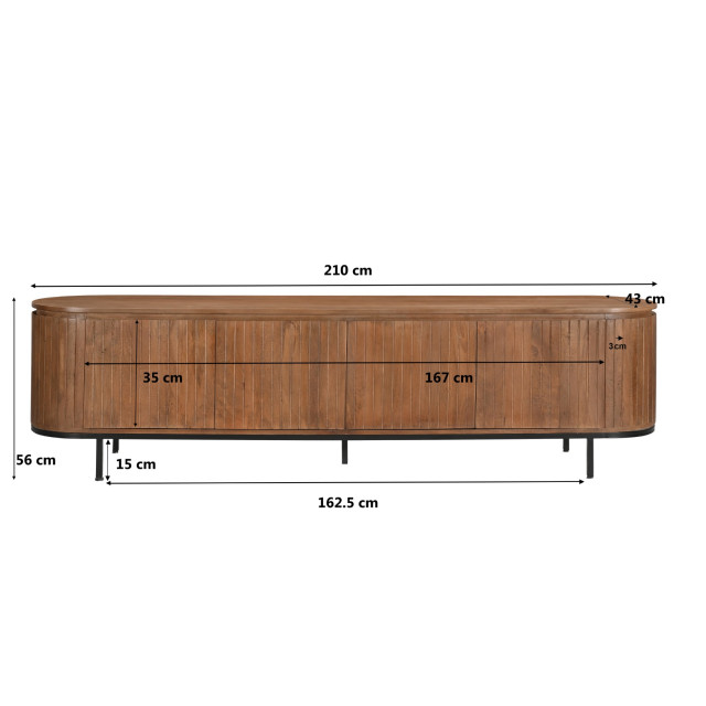 Livingfurn tv meubel noor natural 210cm mangohout / gecoat staal 2658015 large