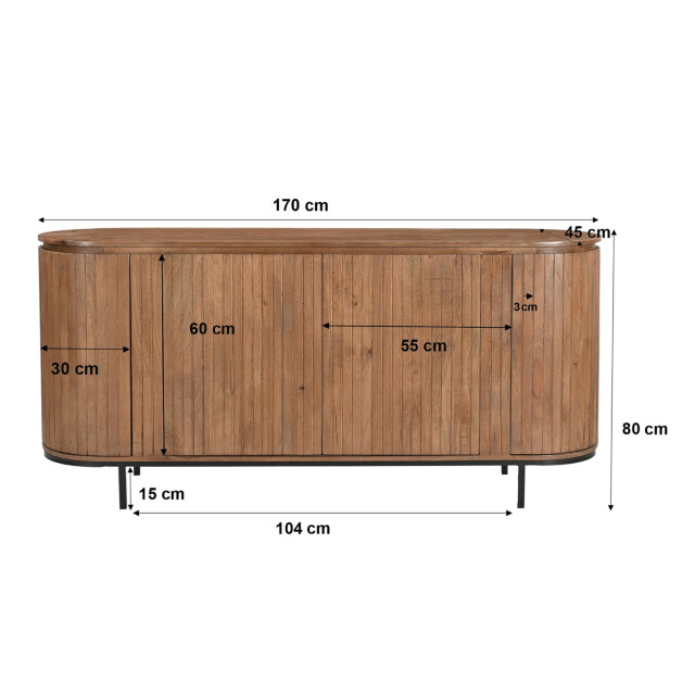 Livingfurn dressoir noor natural 170cm mangohout / gecoat staal 2630733 large