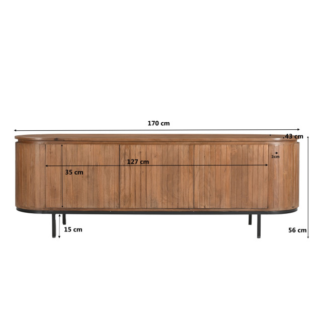 Livingfurn tv meubel noor natural 170cm mangohout / gecoat staal 2658018 large