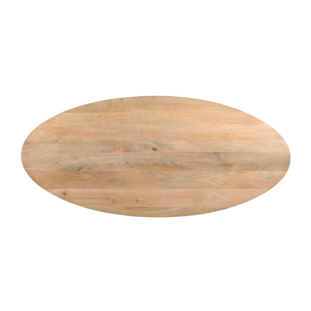 QUVIO Eettafel sofia– ovaal – 220x100 cm – stalen kruispoot – fsc®-gecertificeerd mangohout – zwart – naturel 2933678 large