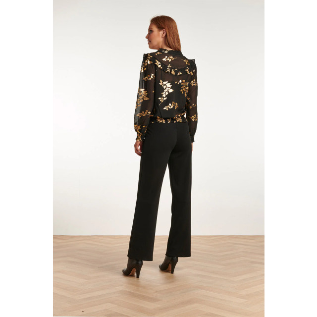 Smashed Lemon 23763-999-025 zwarte en gouden bloemenprint v-hals top 23763-999-025 large