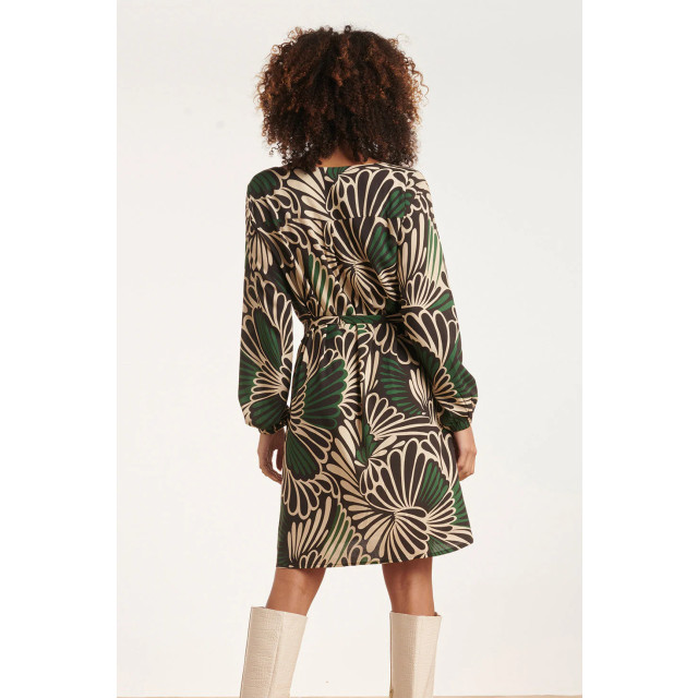 Smashed Lemon 24648 groene en zwarte grafische print jurk 24648-999-998 large