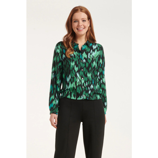 Smashed Lemon 24658 teal en zwarte animal print blouse 24658-640-999 large