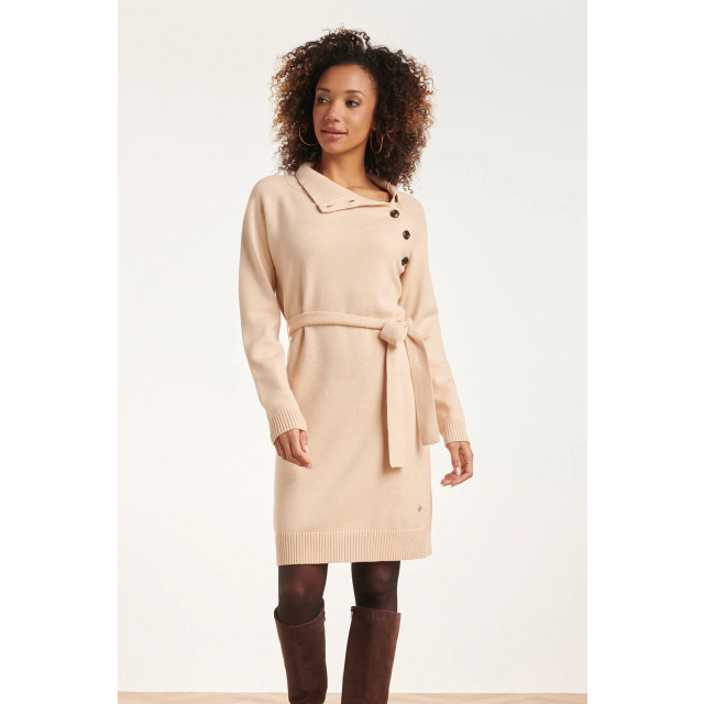 Smashed Lemon 24621 beige gebreide jurk met hoge hals 24621-720-L large