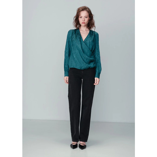 Grace & Mila Wikkelblouse patroon nonna Groene wikkelblouse met patroon Nonna  large