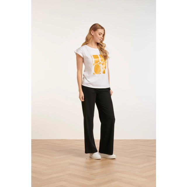 Smashed Lemon 24687 witte t-shirt met gouden 'luck' print 24687-000-025 large